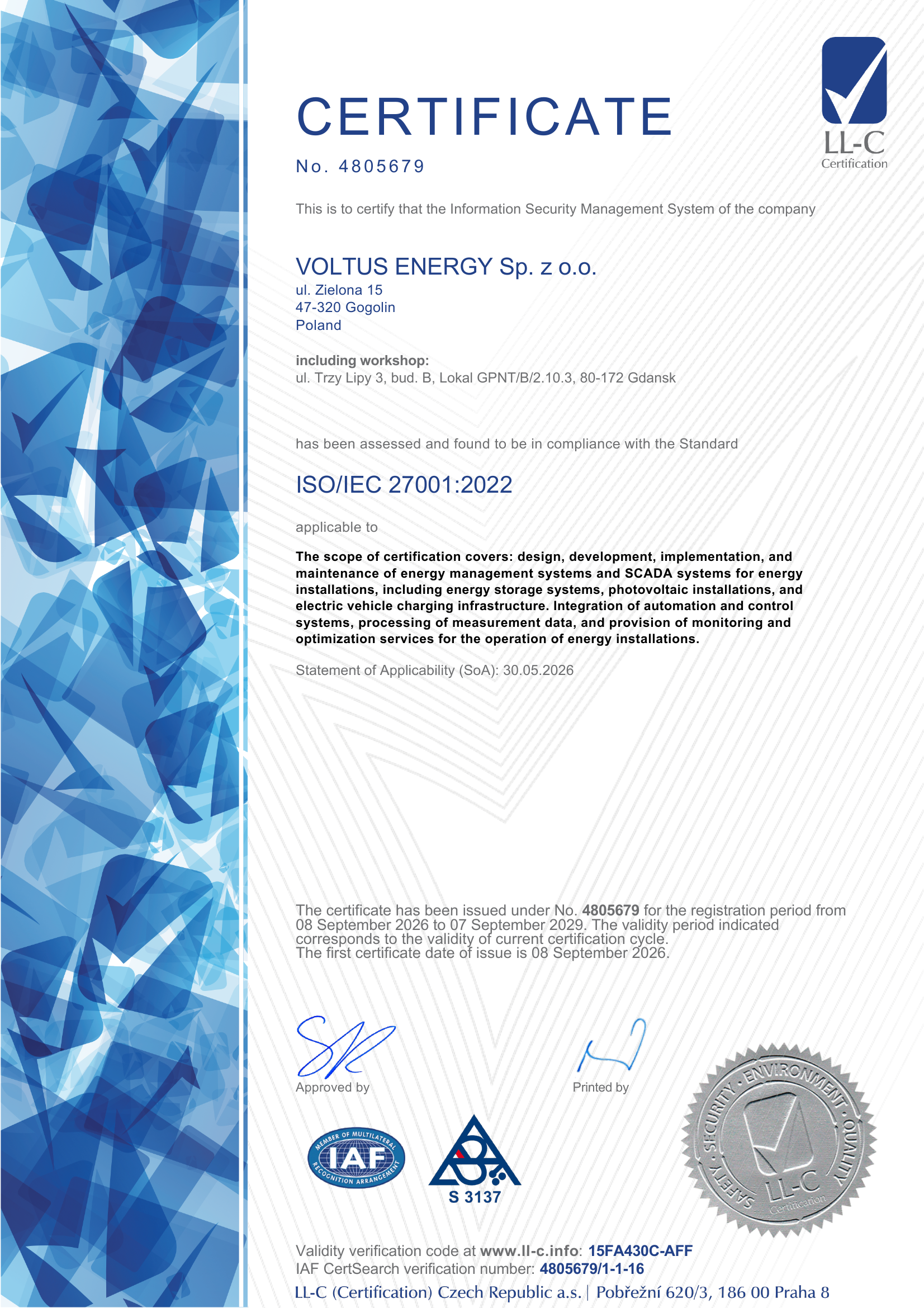 Certyfikat ISO 27001