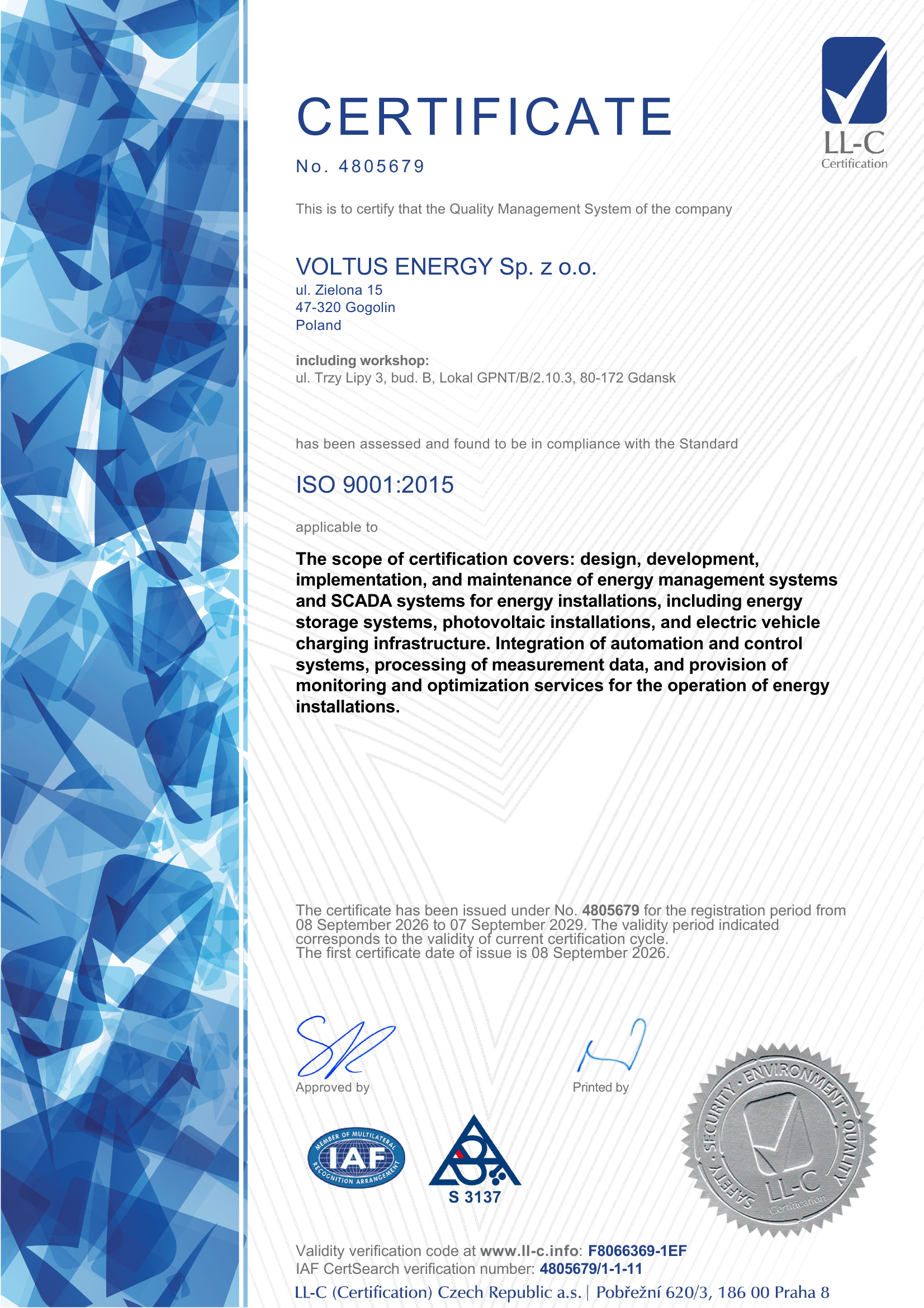 Certyfikat ISO 9001